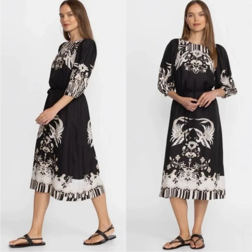 NWT $455 Johnny Was Jade Viviette Dress XS Bird of Paradise, Silk/Rayon, No Sash